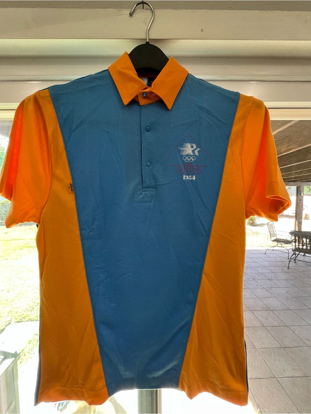 Levi's Orange and Blue Colorblock Polo Shirt and pants 1984 Olympics